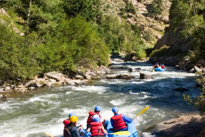 a raft next to a body of water
